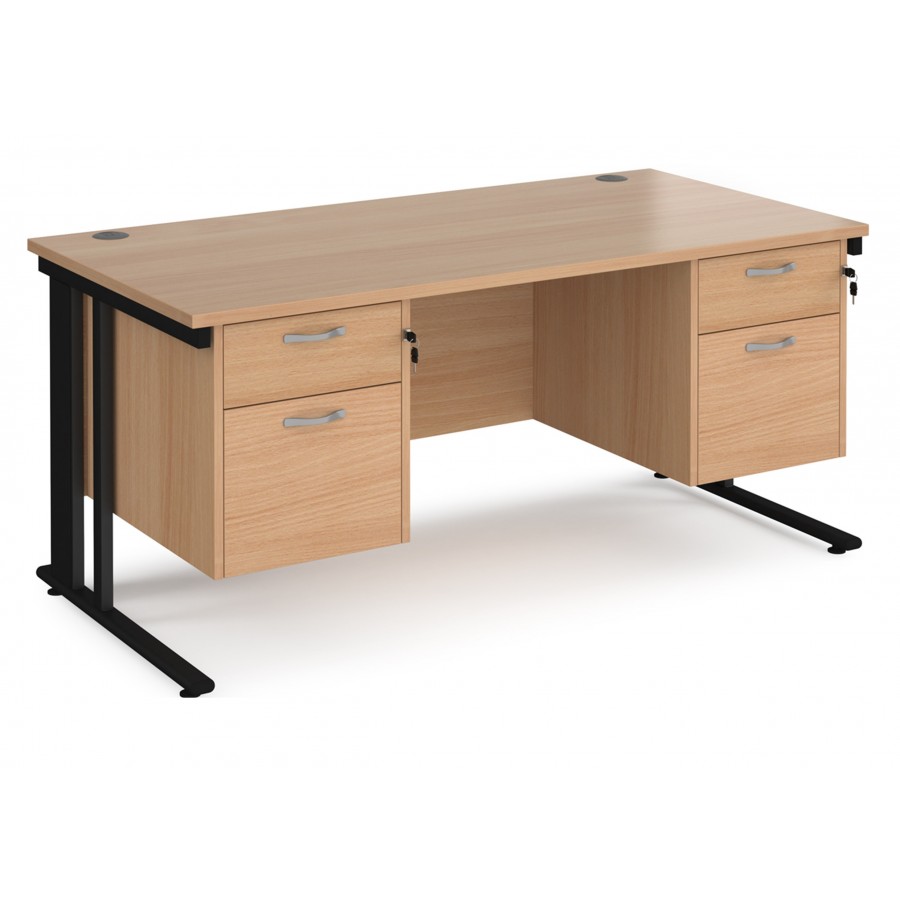 Maestro Cable Managed Desk with Twin Two Drawer Pedestals